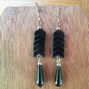 Sterling silver and hematite dangle earrings